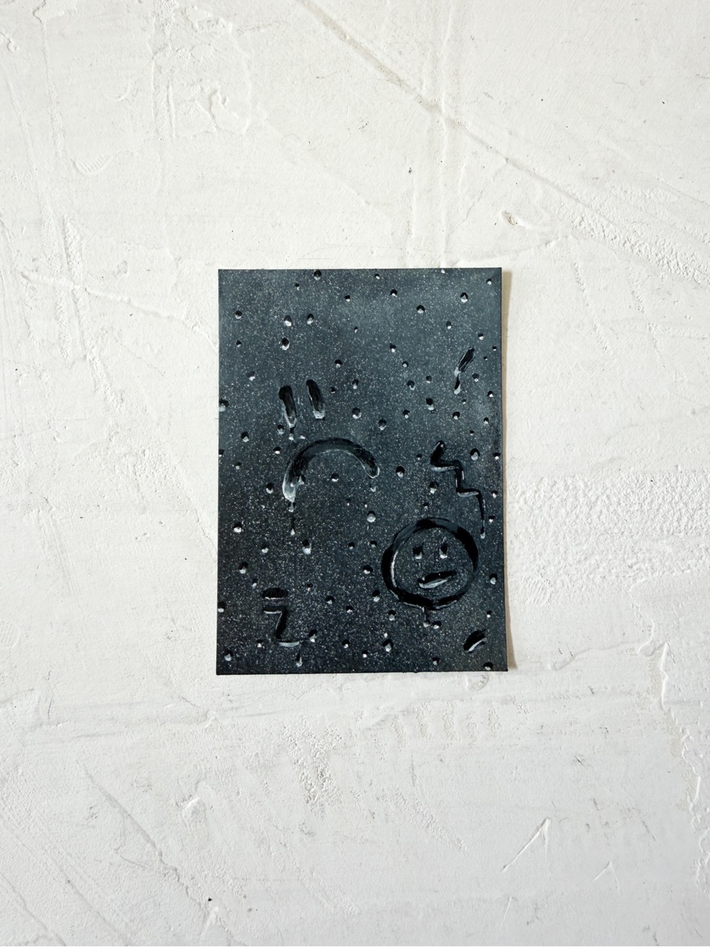 Sad Face Rainy Window Art ACEO Painting (2.5x3.5)